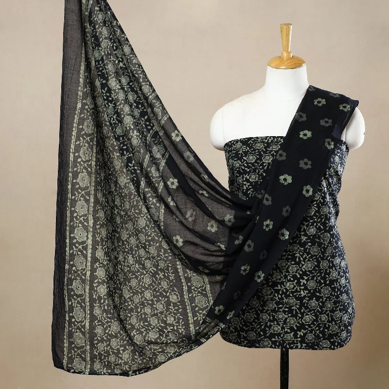 Green - 3pc Cotton Kutch Batik Print Dress Material 58