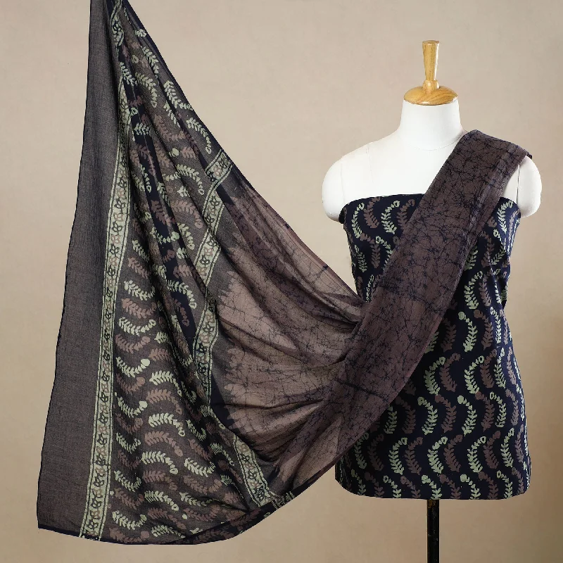 Green - 3pc Cotton Kutch Batik Print Dress Material 113