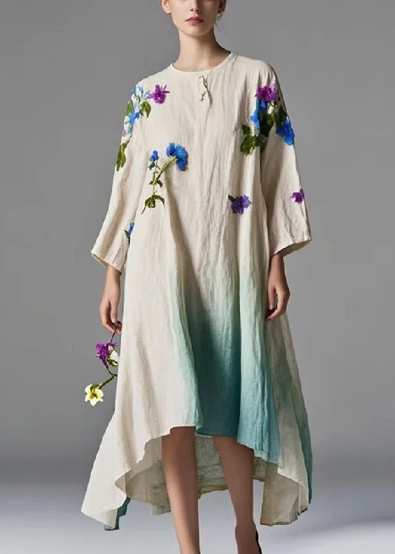 Boutique Oversized Tie Dye Cotton Long Dresses Spring