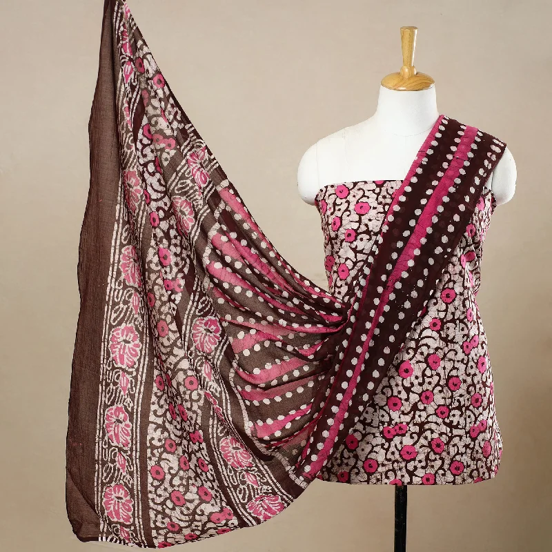 Pink - 3pc Cotton Kutch Batik Print Dress Material 46