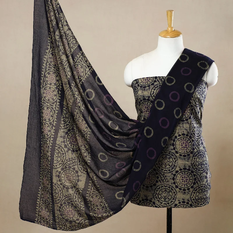 Beige - 3pc Cotton Kutch Batik Print Dress Material 60
