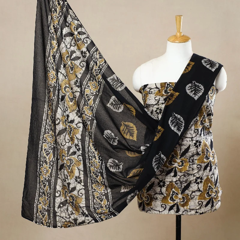 White - 3pc Cotton Kutch Batik Print Dress Material 62