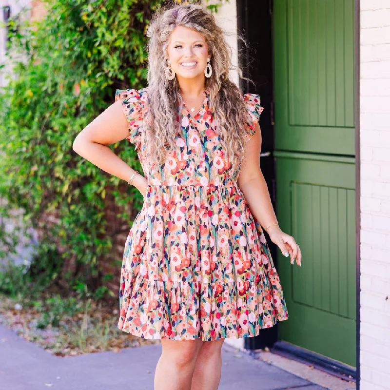 Blissful Garden Dress, Peach
