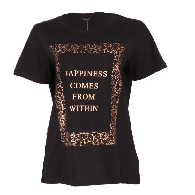 REDTAG Black Casual T-Shirt for Women Rayon Fabric Velvet Fabric Corduroy Fabric