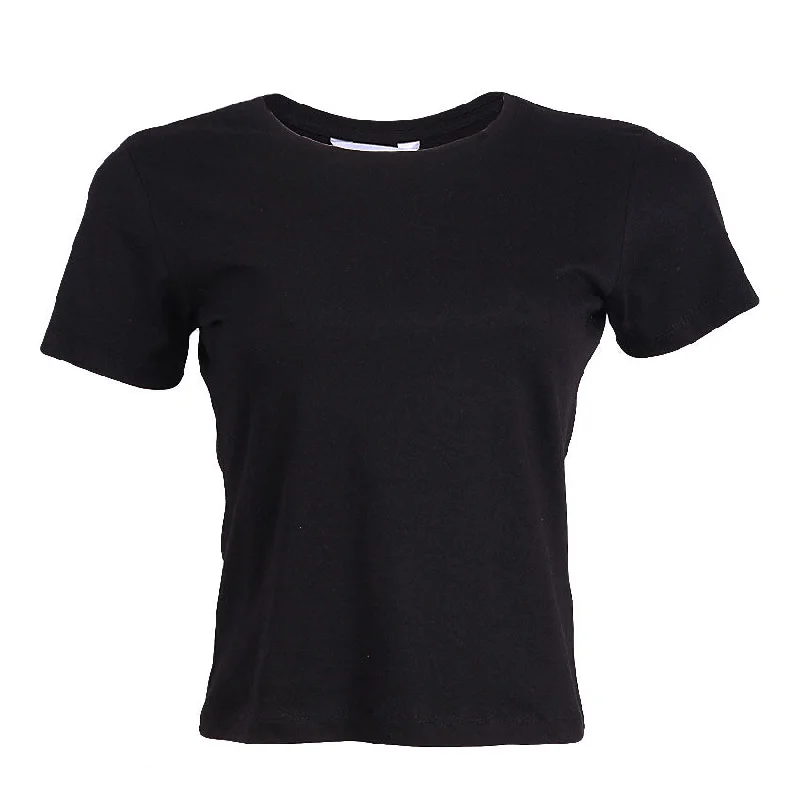REDTAG Women's Black Casual T-Shirts Chenille Blend Fleece Blend Nylon Blend