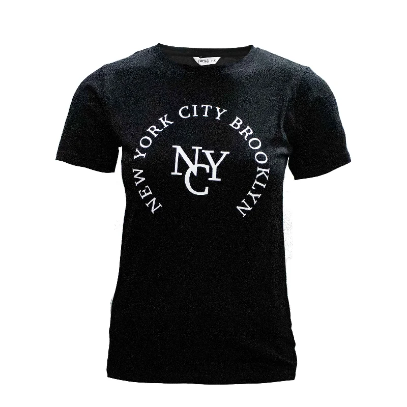 Black Graphic T-Shirt Solid Print Embellished
