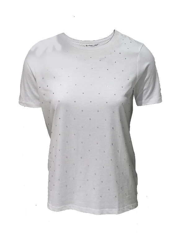 White Embellished T-Shirt Thin T-Shirt Open Front Quick Dry