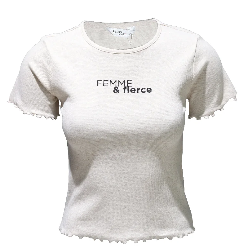 Beige Rib T-Shirt Wool Fabric Cashmere Fabric Tweed Fabric