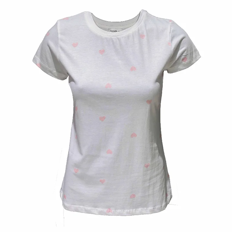 White Printed T-Shirt Houndstooth Herringbone Solid