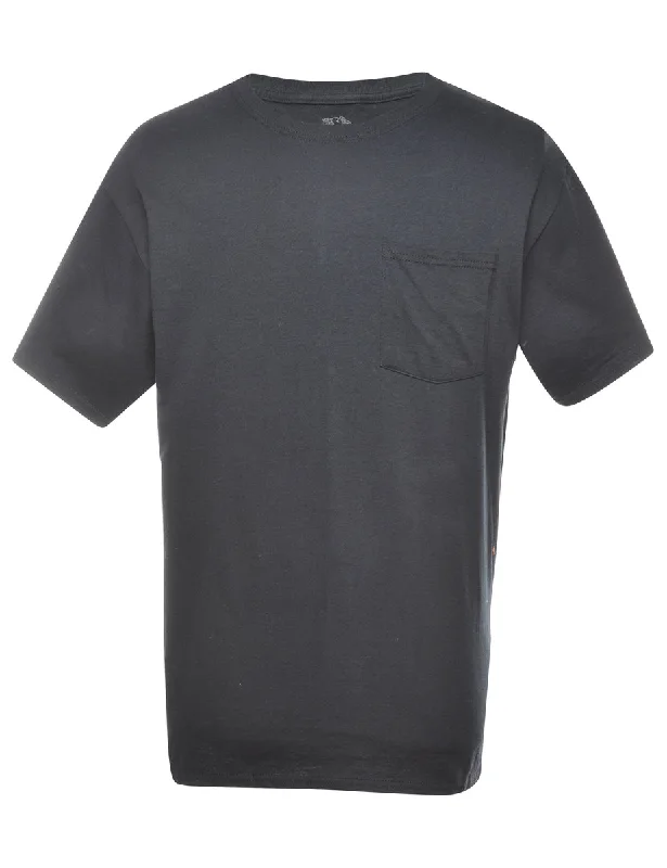 Black Plain T-shirt - L Polka Dot Checkered Tartan