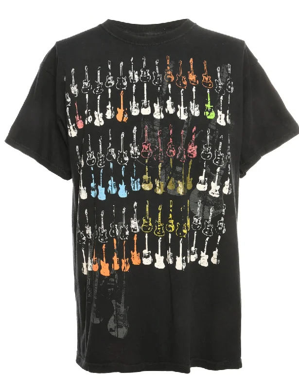 Black Printed T-shirt - L Modern Contemporary Chic