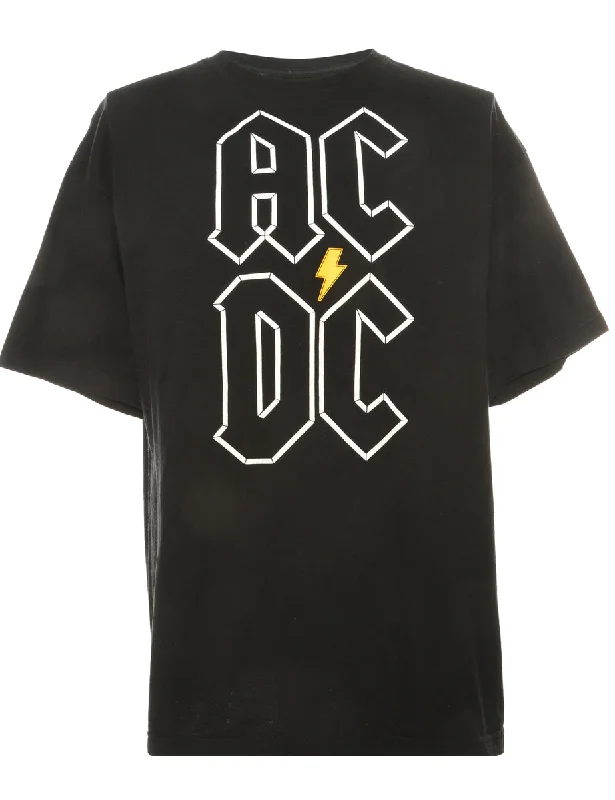 Black Printed T-shirt - M Hooded Caped Shawl Collar