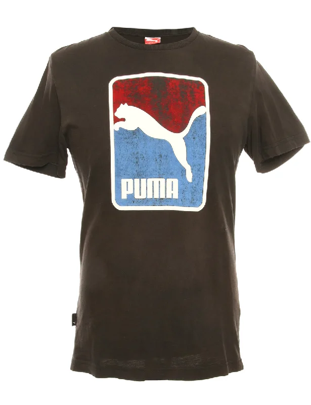 Black Puma Printed T-shirt - M Chenille Blend Fleece Blend Nylon Blend
