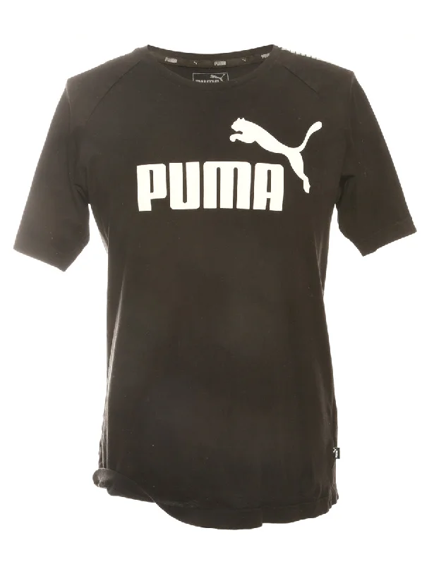 Black Puma Printed T-shirt - S Polka Dot Checkered Tartan