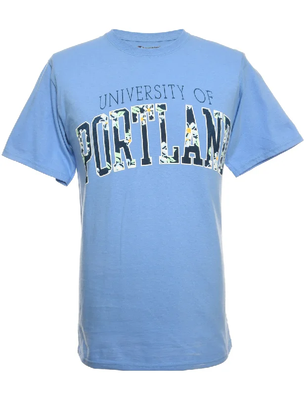 Blue Champion Printed T-shirt - S Print Jacquard Patchwork