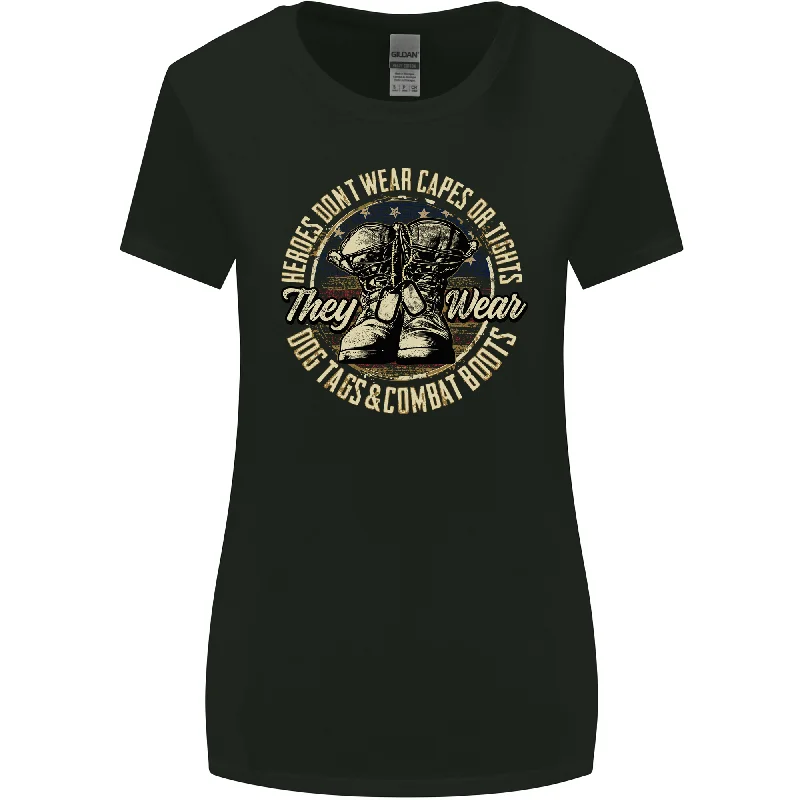 Dog Tags Army Veteran Military Marines Soldier Womens Wider Cut T-Shirt Mesh Canvas Denim