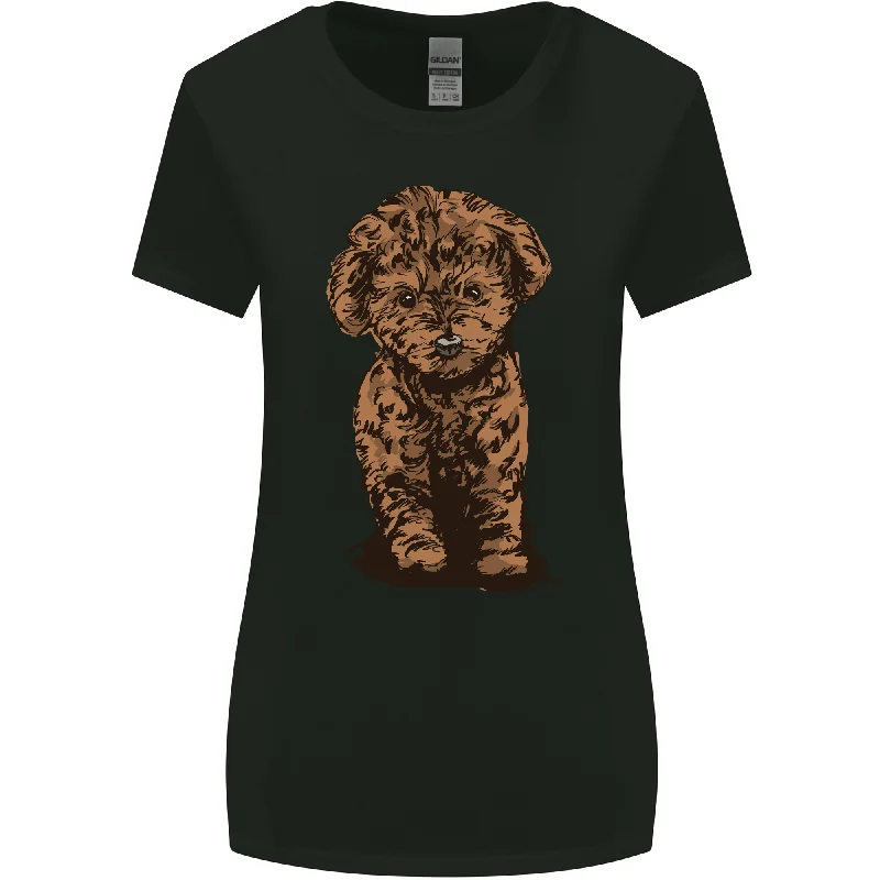 Dogs Cute Labradoodle Puppy Womens Wider Cut T-Shirt Cashmere Blend Cotton Blend Poly Blend