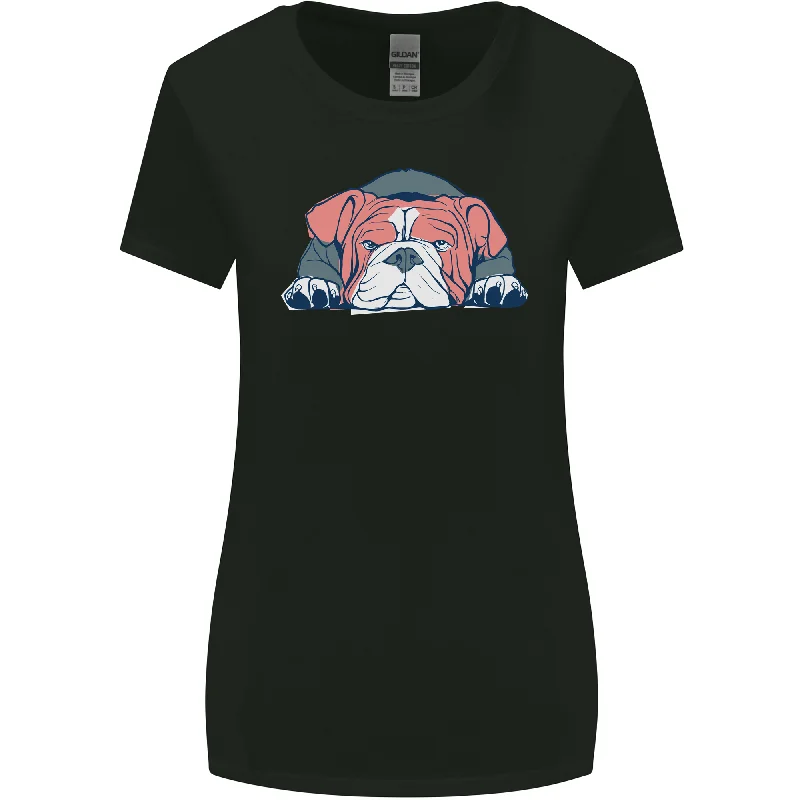 Dogs English Bulldog Womens Wider Cut T-Shirt Hooded Caped Shawl Collar
