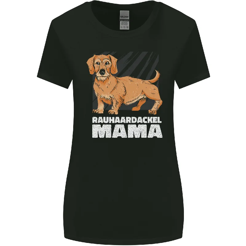 Dogs Rauhaardackel Mama Womens Wider Cut T-Shirt Terry Blend Velvet Blend Canvas Blend