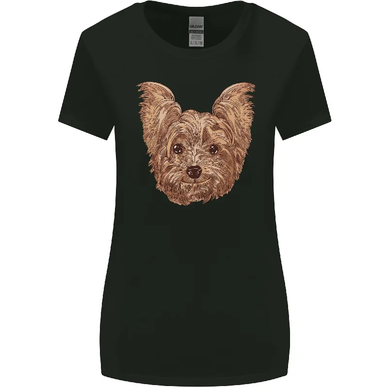 Dogs Smiling Yorkshire Terrier Womens Wider Cut T-Shirt Iron Safe Non-Iron Wrinkle Free