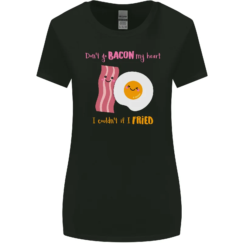 Dont Go Bacon My Heart Womens Wider Cut T-Shirt Mesh Canvas Denim