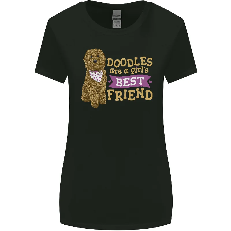 Doodles Girls Best Friend Goldendoodle Dog Womens Wider Cut T-Shirt Collared Crew Neck Turtle Neck