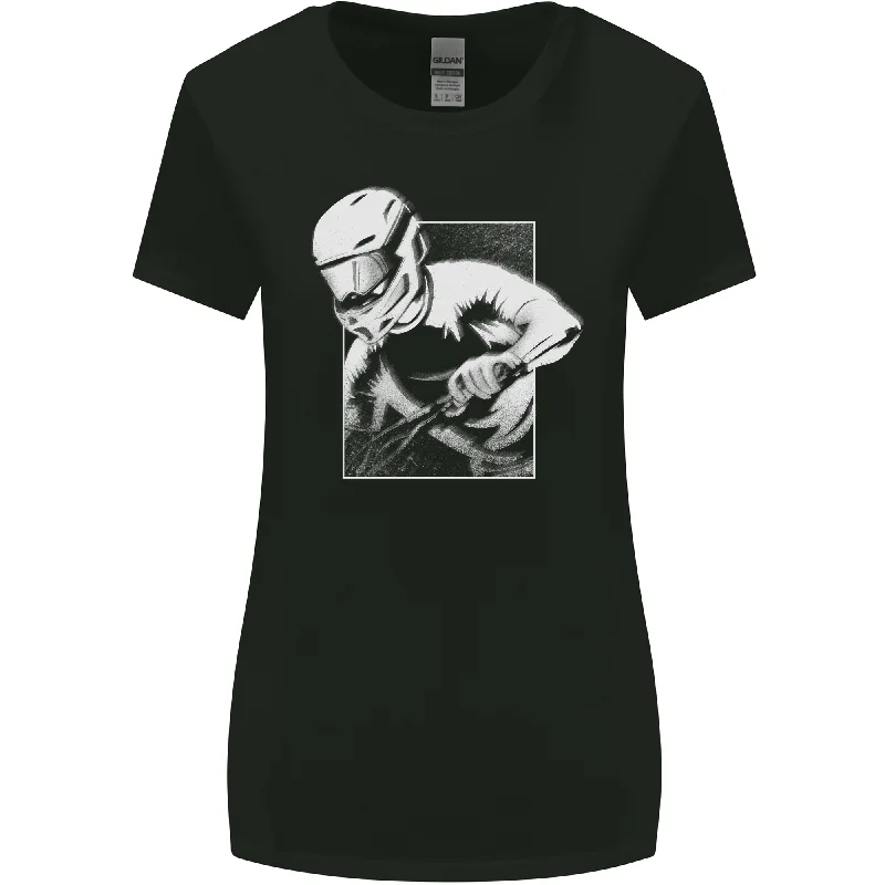 Downhill Mountain Biking DH Cycling Womens Wider Cut T-Shirt Rayon Velvet Corduroy