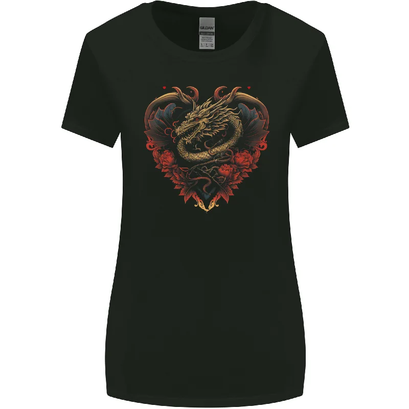 Dragon Heart Fantasy Art Womens Wider Cut T-Shirt Boxy Fit Fitted Loose