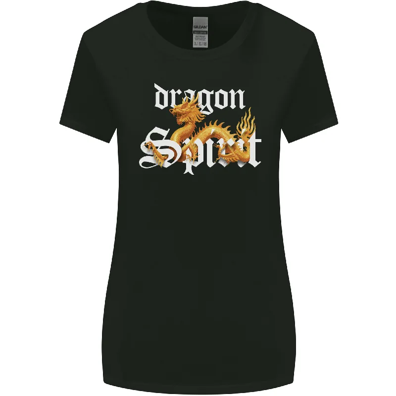 Dragon Spirit Fantasy Womens Wider Cut T-Shirt Silk Blend Satin Velvet