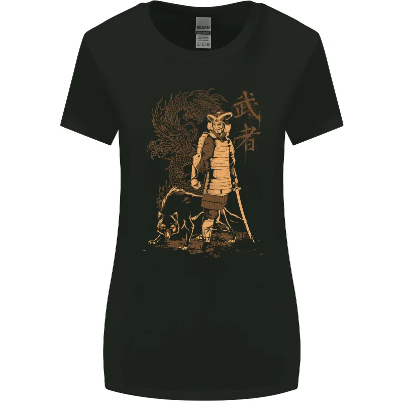 Dragon Warrior Wolf Dragon MMA Samurai Womens Wider Cut T-Shirt Houndstooth Herringbone Solid