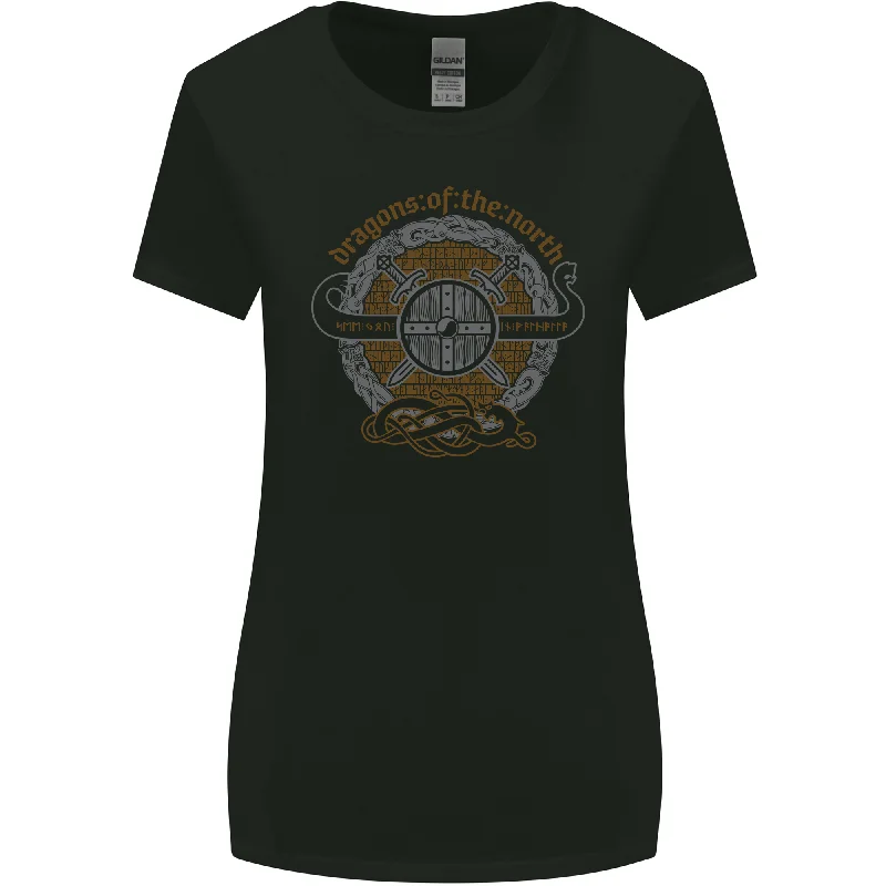 Dragons North Viking Valhalla Thor Odin Womens Wider Cut T-Shirt Wool Fabric Cashmere Fabric Tweed Fabric