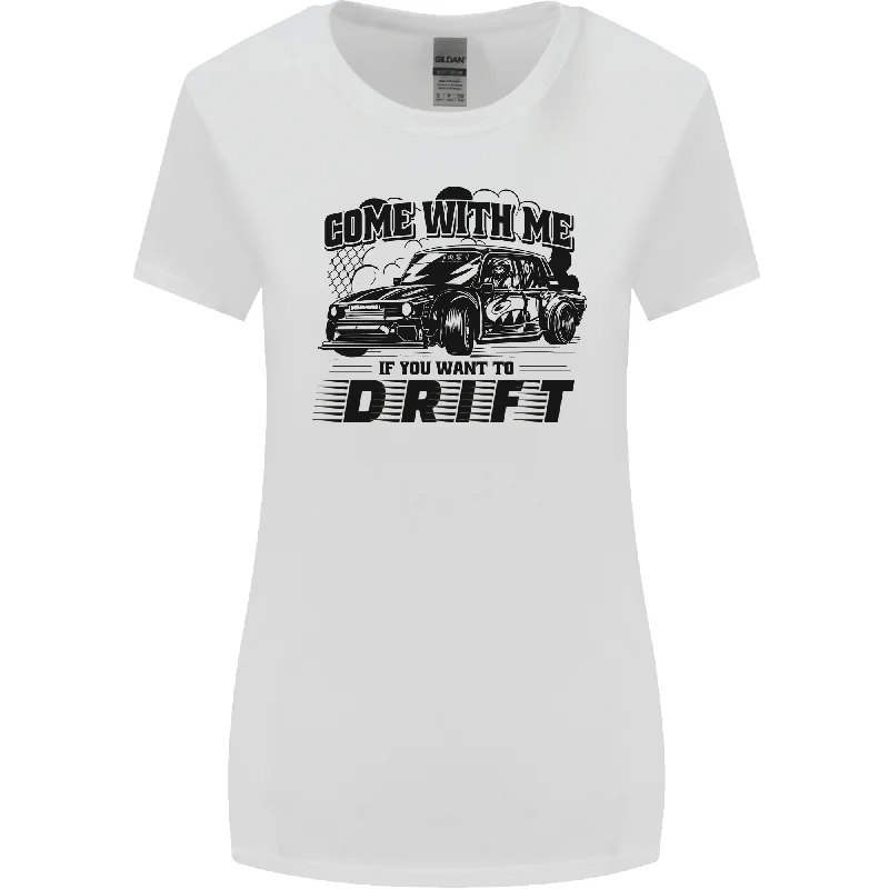 Drifting Come With Me if You Want to Drift Womens Wider Cut T-Shirt Beaded Sequined Faux Fur