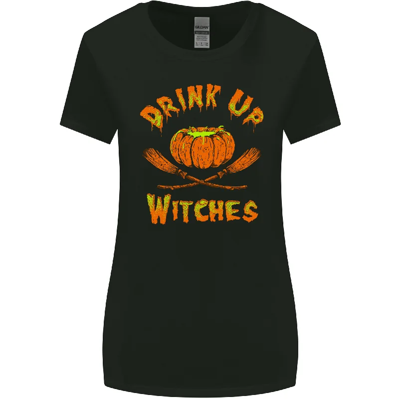 Drink up Witches Womens Wider Cut T-Shirt Polka Dot Checkered Tartan