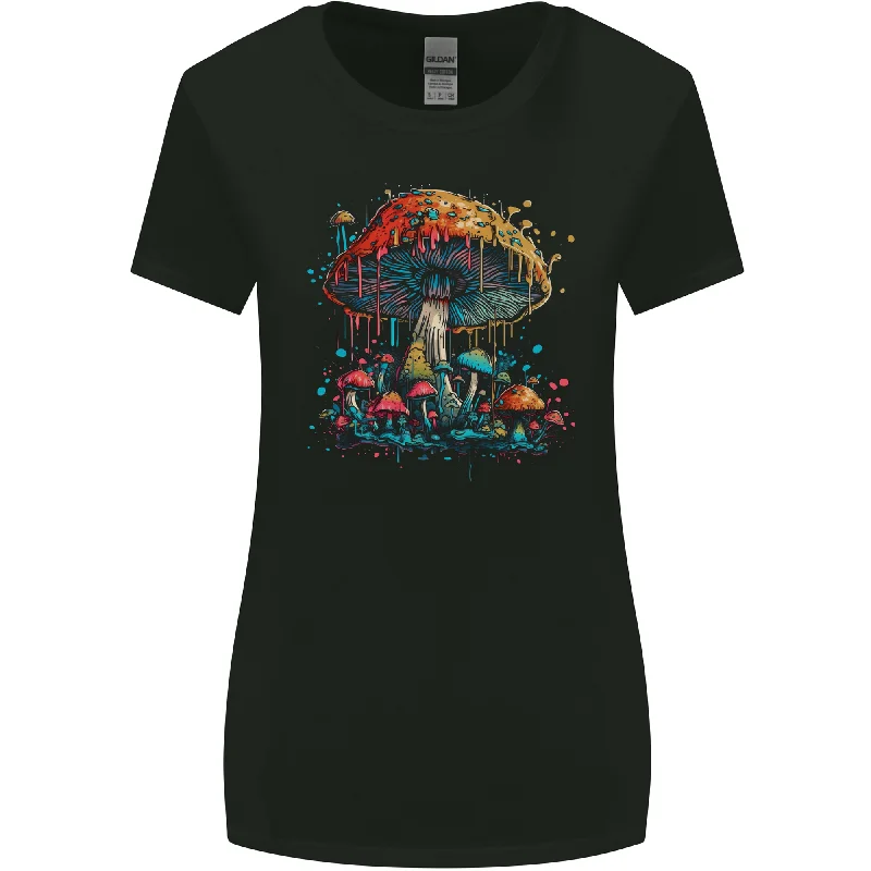 Dripping Magic Mushroom LSD Hippy Womens Wider Cut T-Shirt Fleece Fabric Down Fabric Feather Fabric