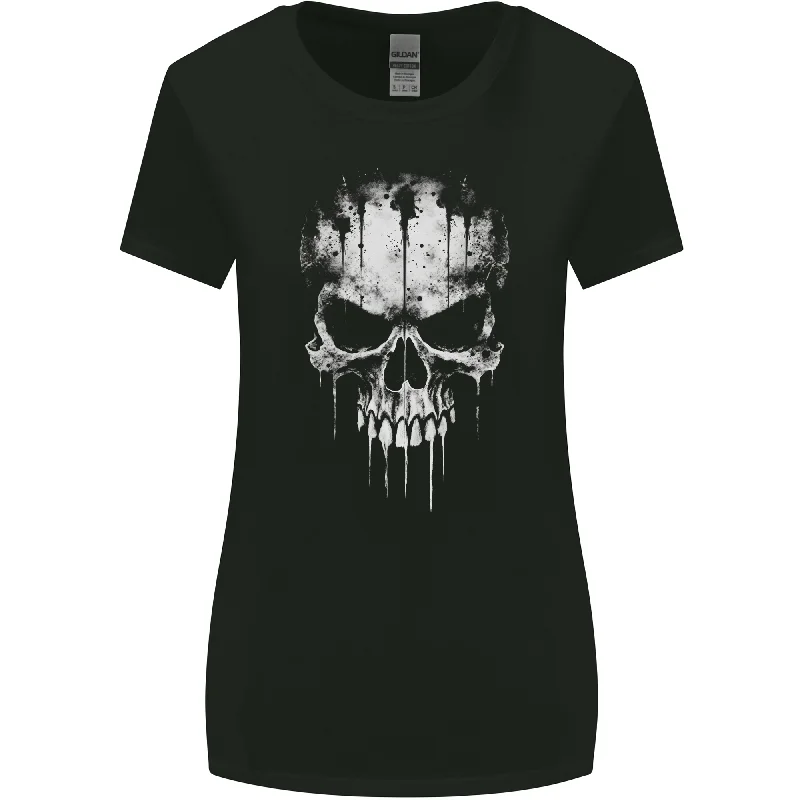 Dripping With Evil Skull Goth Gothic Heavy Metal Womens Wider Cut T-Shirt Satin Blend Silk Blend Wool Blend
