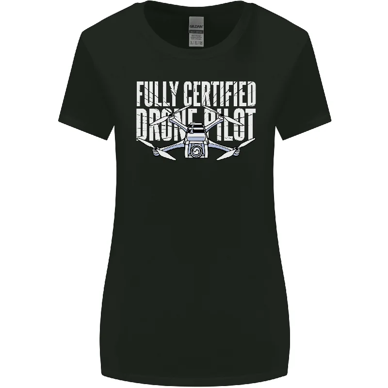 Drone Pilot Womens Wider Cut T-Shirt Lace Blend Ribbed Blend Corduroy Blend