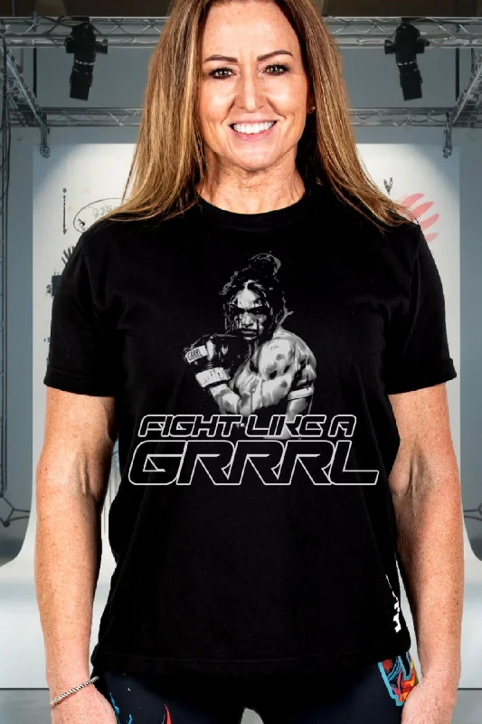 Fight Like A GRRRL Black Performance Tee Plaid T-Shirt Polka Dot Checkered