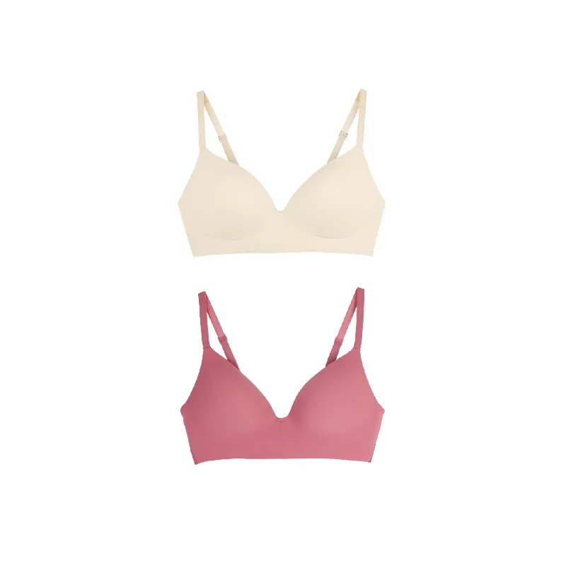 Floatley 2-Pack To The T-Shirt Wireless Bra Rayon Velvet Corduroy
