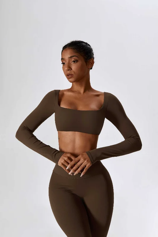 HR8232-2-Sexy long-sleeved yoga suit, outdoor running sports T-shirt, quick-drying tight fitness top Oversized T-Shirt Spandex breathable