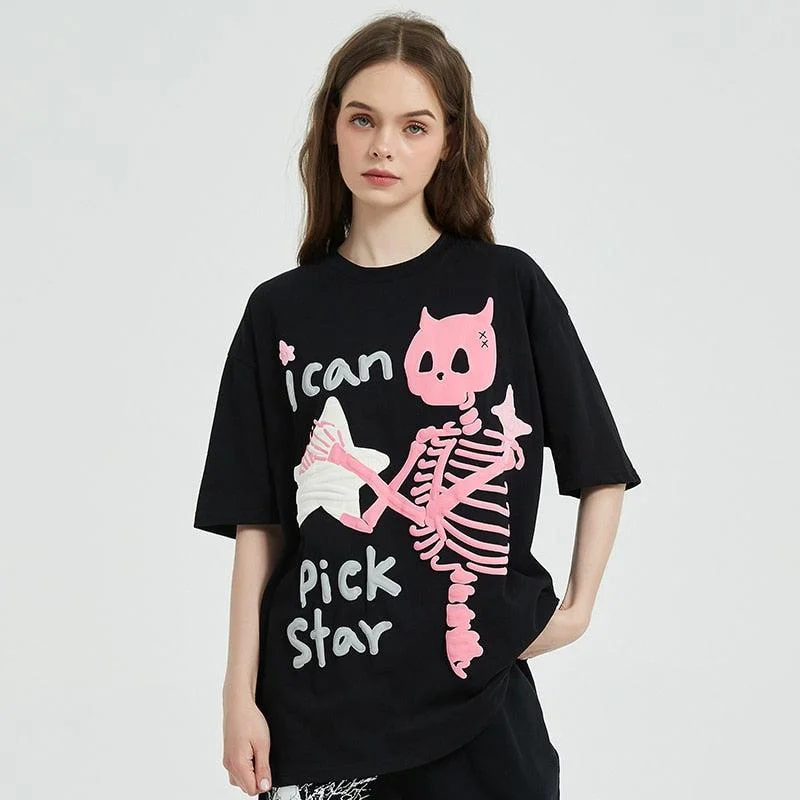 I Can Pick Star Tee Zippered Front Buttoned Front Snap Front