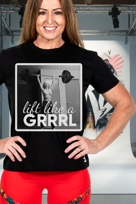 Lift Like A GRRRL Black Performance Tee Casual Formal Business