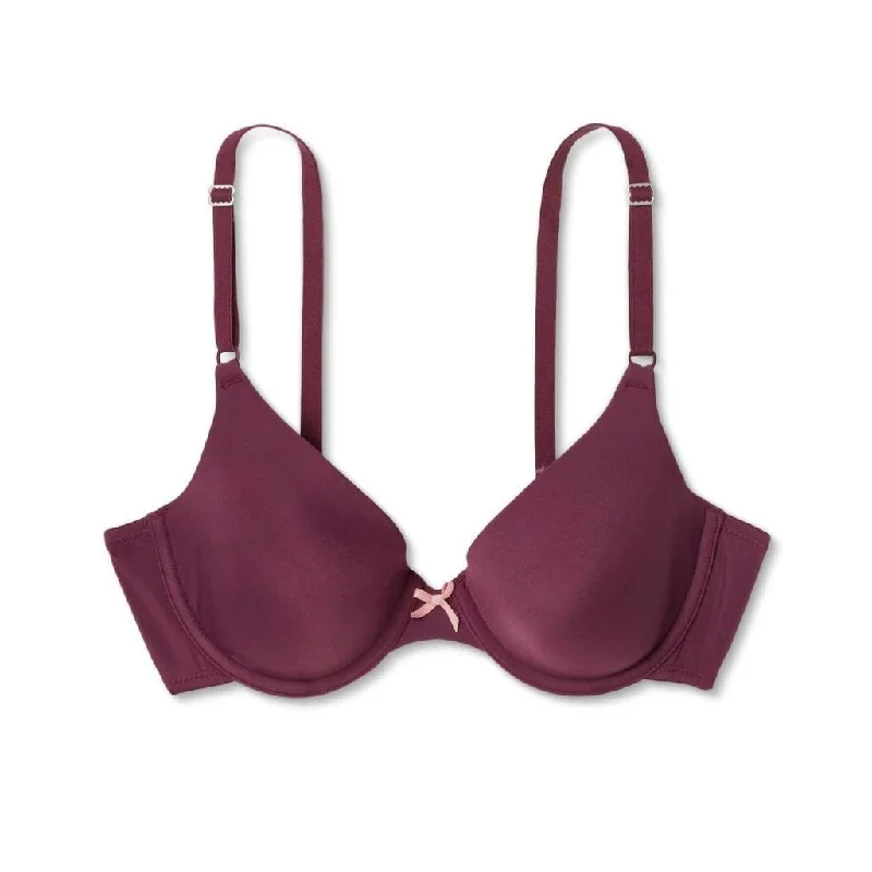 Maidenform 05701 5701 Self Expressions T-Shirt Underwire Bra 40DD Burgundy Wine NWT Satin Fabric Silk Fabric Chiffon Fabric