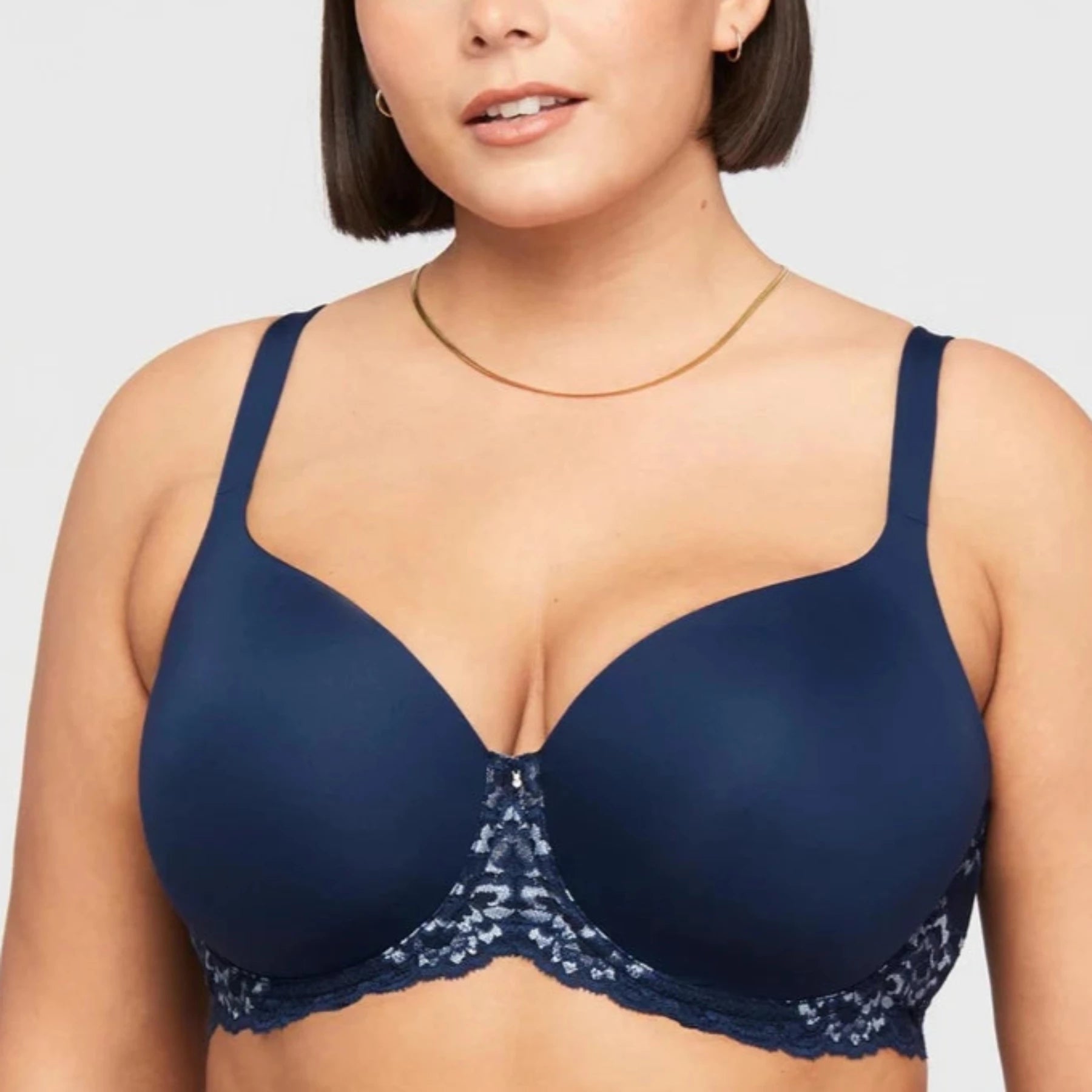 Pure Plus Full Cup T-Shirt Bra 9320 - Gemstone Blue/ Heaven Chenille Fabric Brocade Fabric Lace Fabric