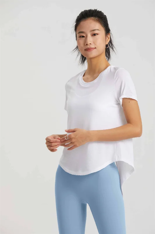 TX1516-Cool sense yoga smock light breathable spring and summer 2023 new open casual round neck short-sleeved T-shirt women Collared T-Shirt Boat Neck A-Line