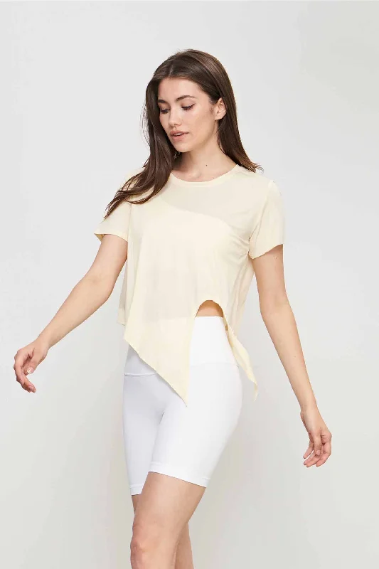 TX1543-ADF light deodorant yoga T-shirt women's summer loose breathable crewneck casual smock slit lace-up short-sleeved top Hooded Caped Shawl Collar
