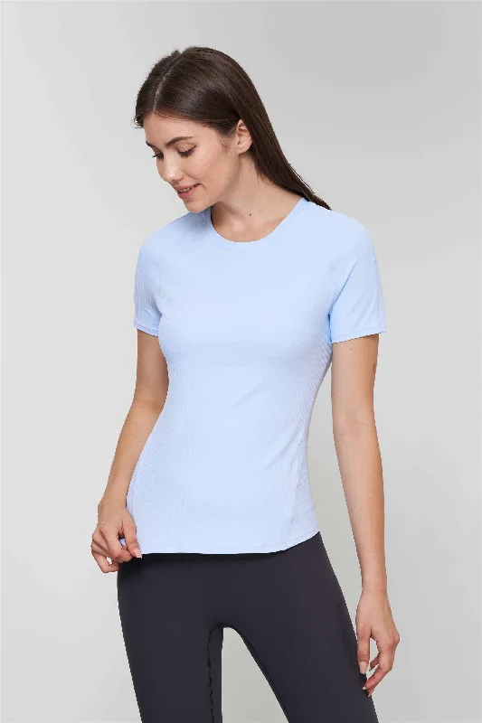 TX1548-Nuls ribbed nude Yoga short sleeve Love new round neck fitness T-shirt women's tight waist yoga top Houndstooth Herringbone Solid
