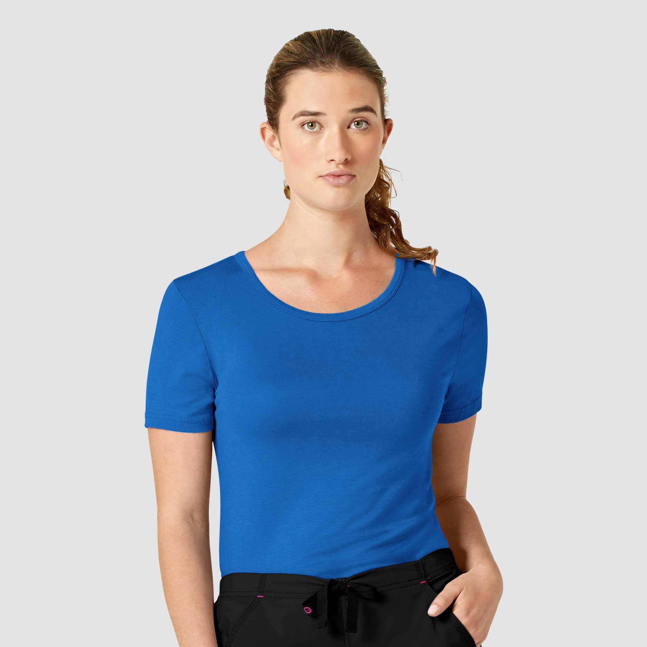Wink Women's Silky Knit Short Sleeve Tee - Royal Blue Wool Fabric Cashmere Fabric Tweed Fabric
