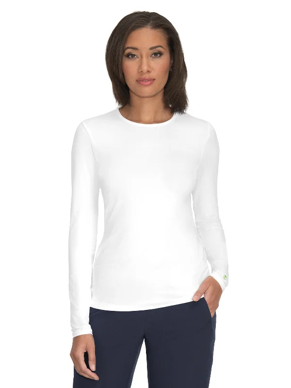 Women's Eco-Friendly Long-Sleeve Wellbeing Underscrub Tee Chenille Blend Fleece Blend Nylon Blend