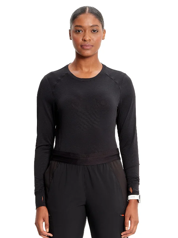 Women's Long Sleeve Underscrub Tee Welt Pockets Slit Pockets Flap Pockets