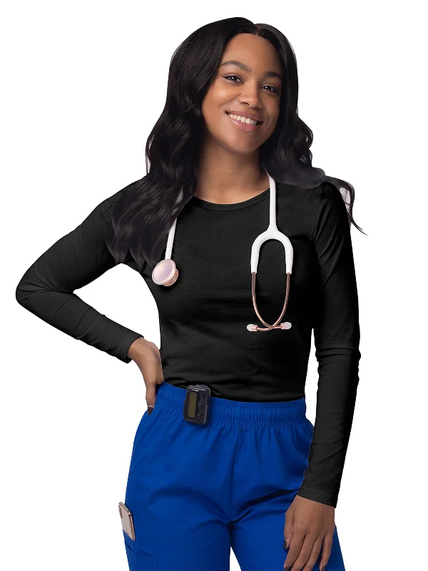 Women's Long Sleeve Underscrub Tee Notch Collar Peter Pan Collar Cowl Neck
